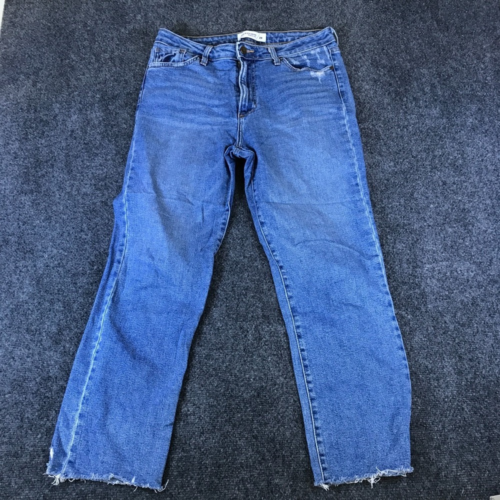 Just Black Denim Jeans Womens 32x26.5 Blue Cotton Mid Rise Raw Hem Straight Leg